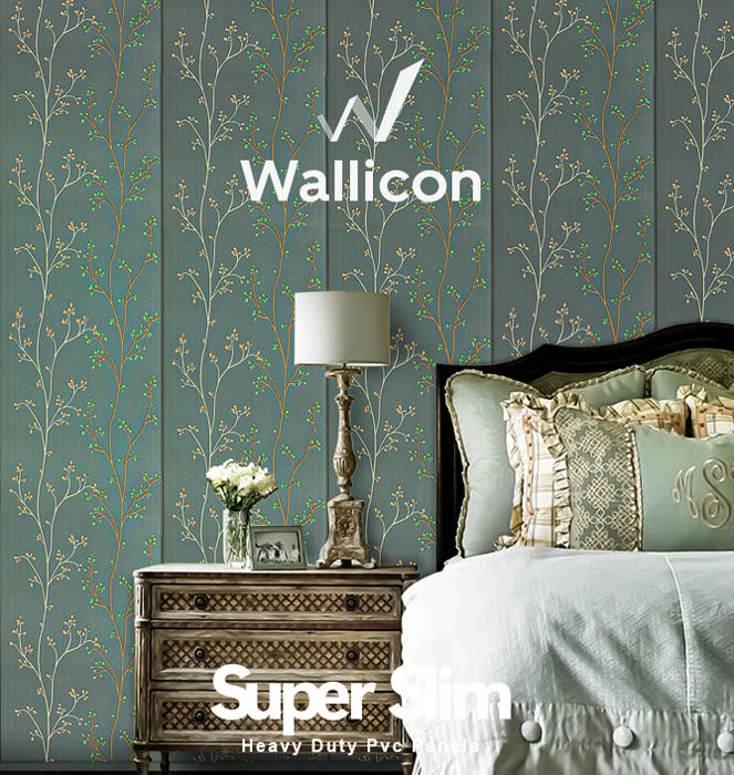 Chinoiserie Green Floral Design Pvc Panel